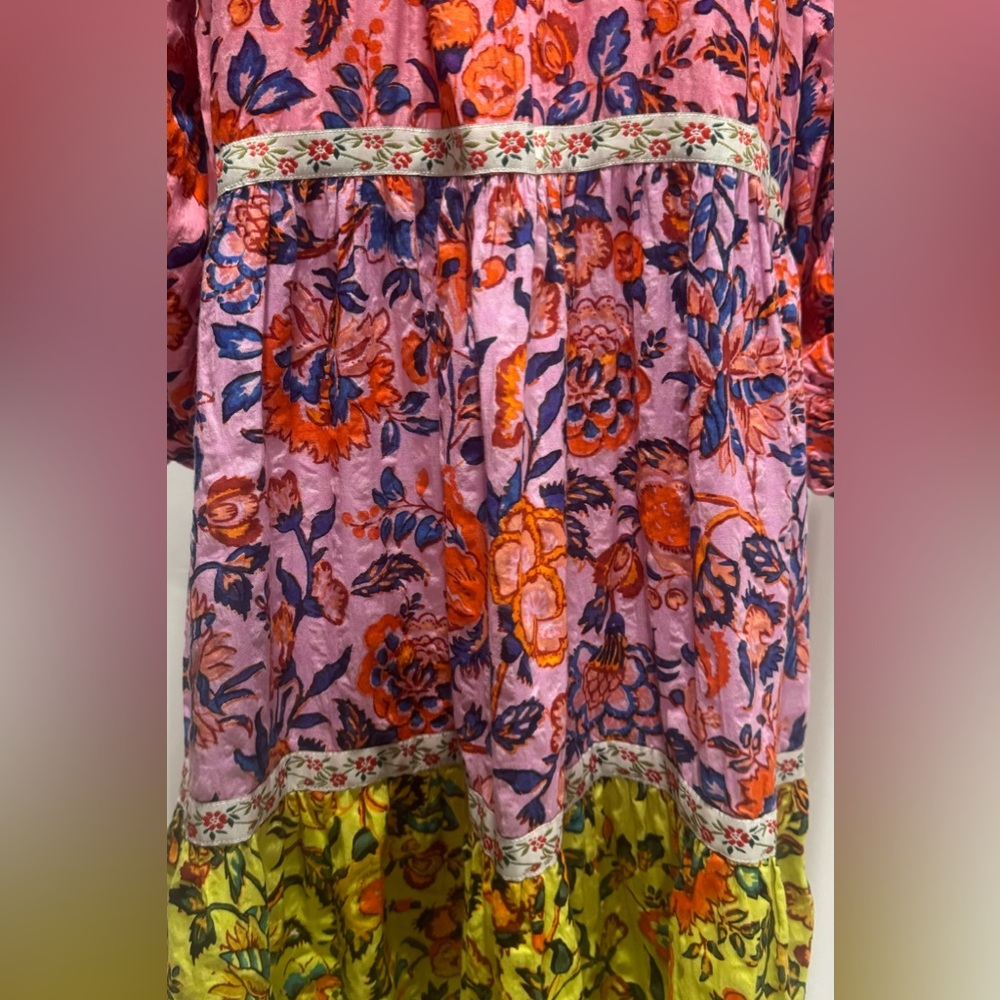 Anthropologie colorblock floral midi dress - Picture 3 of 3